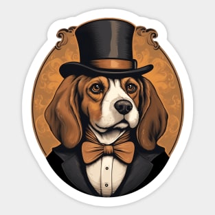 Beagle Dog Portrait Vintage Style Sticker